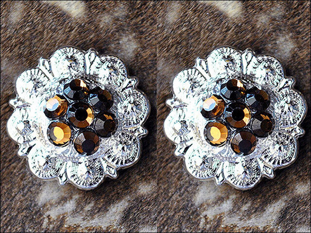 HILASON Western Screw Back Concho Crystal Berry Brown Saddle Bling Cowgirl | Belt Slotted Conchos