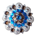 HILASON Western Screw Back Concho Capri Blue & Brown Nickle Finish Saddle | Belt Slotted Conchos