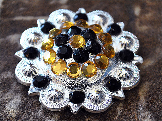 HILASON Set of 32 Western Screw Back Concho Black & Citrine Crystal Berry Saddle Bling | Slotted Conchos