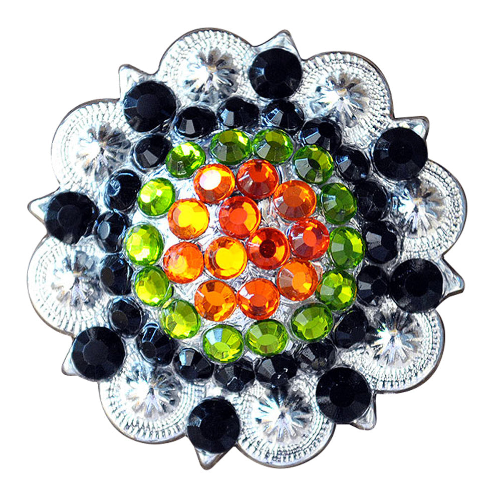 HILASON Western Nickle Plated Rhinestone Berry Concho Bling | Belt Slotted Conchos