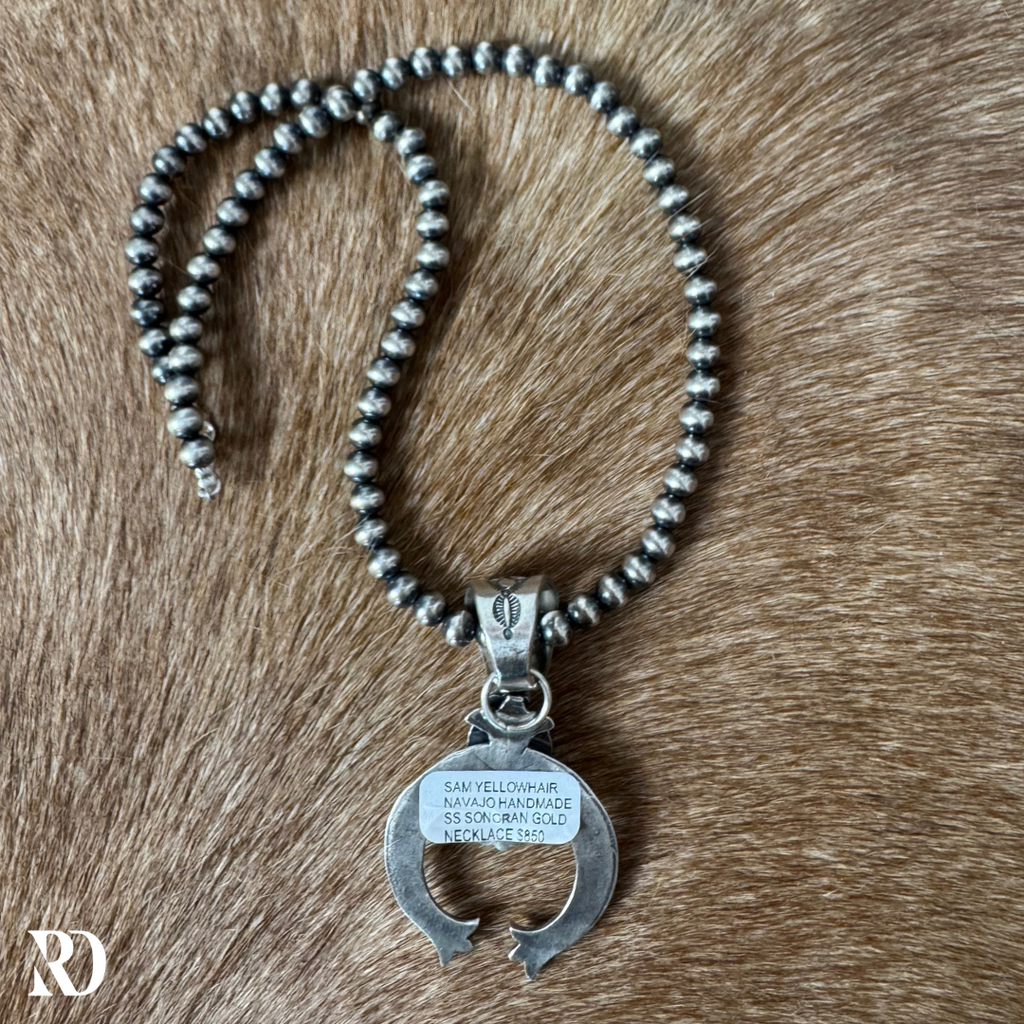 Sonoran Gold Turquoise Naja Necklace By Sam Yellowhair — view 5