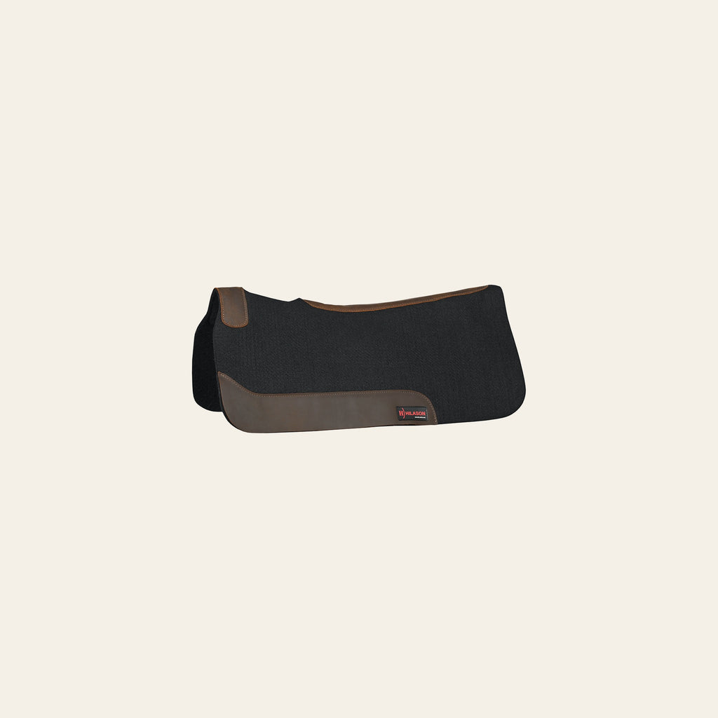 HILASON Western Wool Felt Horse Saddle Pad W/ Distressed Wear Leather | for Horses