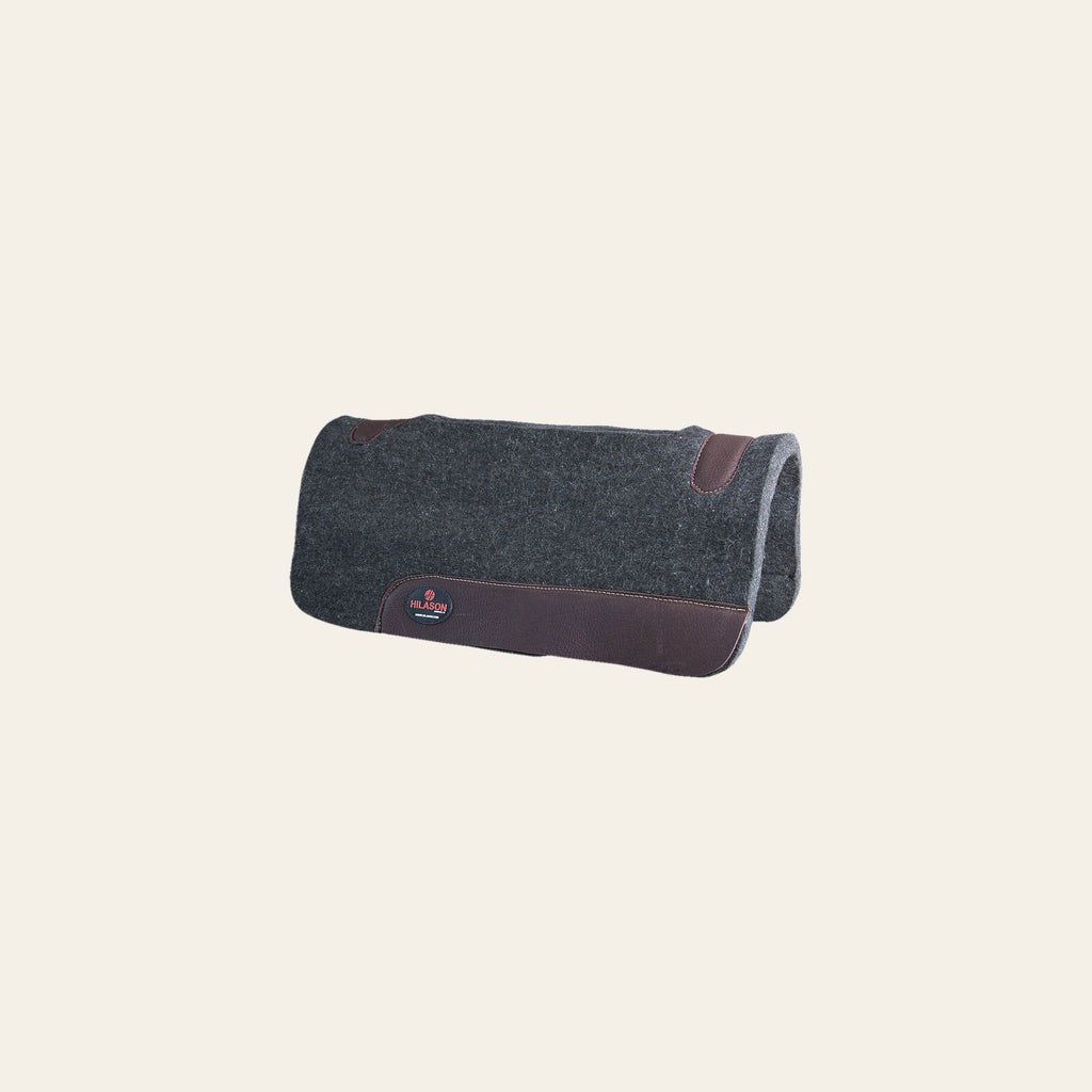 HILASON Western Wool Felt Horse Saddle Pad W/ Distressed Wear Leather Made in USA | for Horses