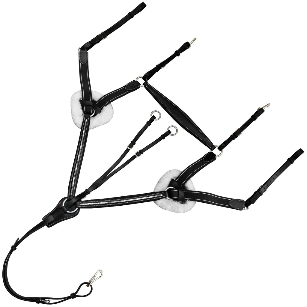 ExionPro 5 Point Bling Breastplate with Elastic & Sheepskin Padding by Bridles & Reins - alternate view 2