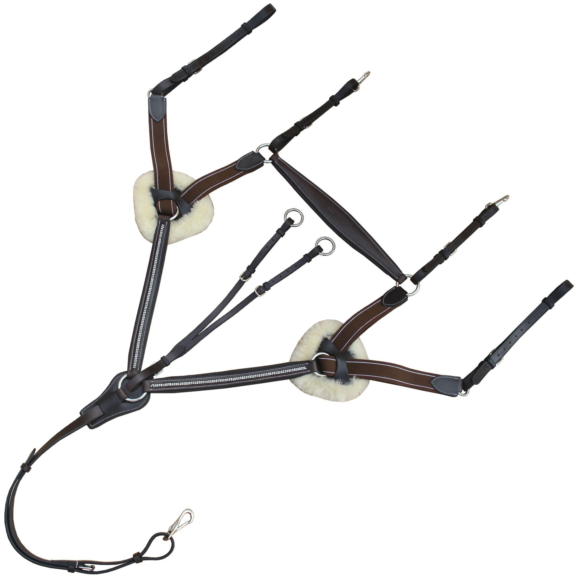 ExionPro 5 Point Bling Breastplate with Elastic & Sheepskin Padding by Bridles & Reins