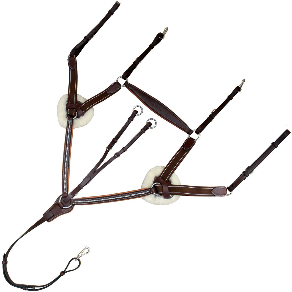 ExionPro 5 Point Bling Breastplate with Elastic & Sheepskin Padding by Bridles & Reins - alternate view 3