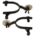 Hilason Black Steel Men Spurs Nickel Plated Rowels