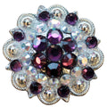 Hilason Amethyst AB Crystal Berry Silver Concho — 1.5"