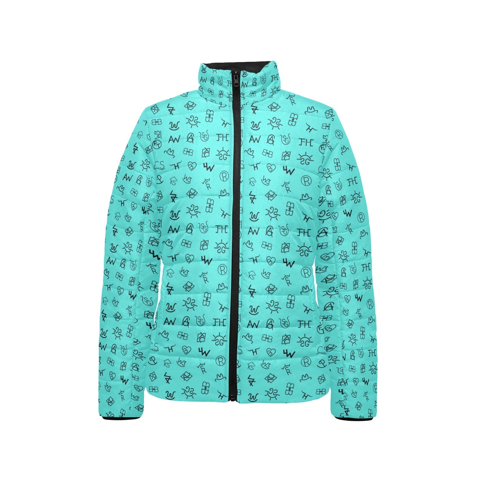 Turquoise Cattle Brands Women's Puffy Bomber Jacket by Baha Ranch Western Wear - product image 3