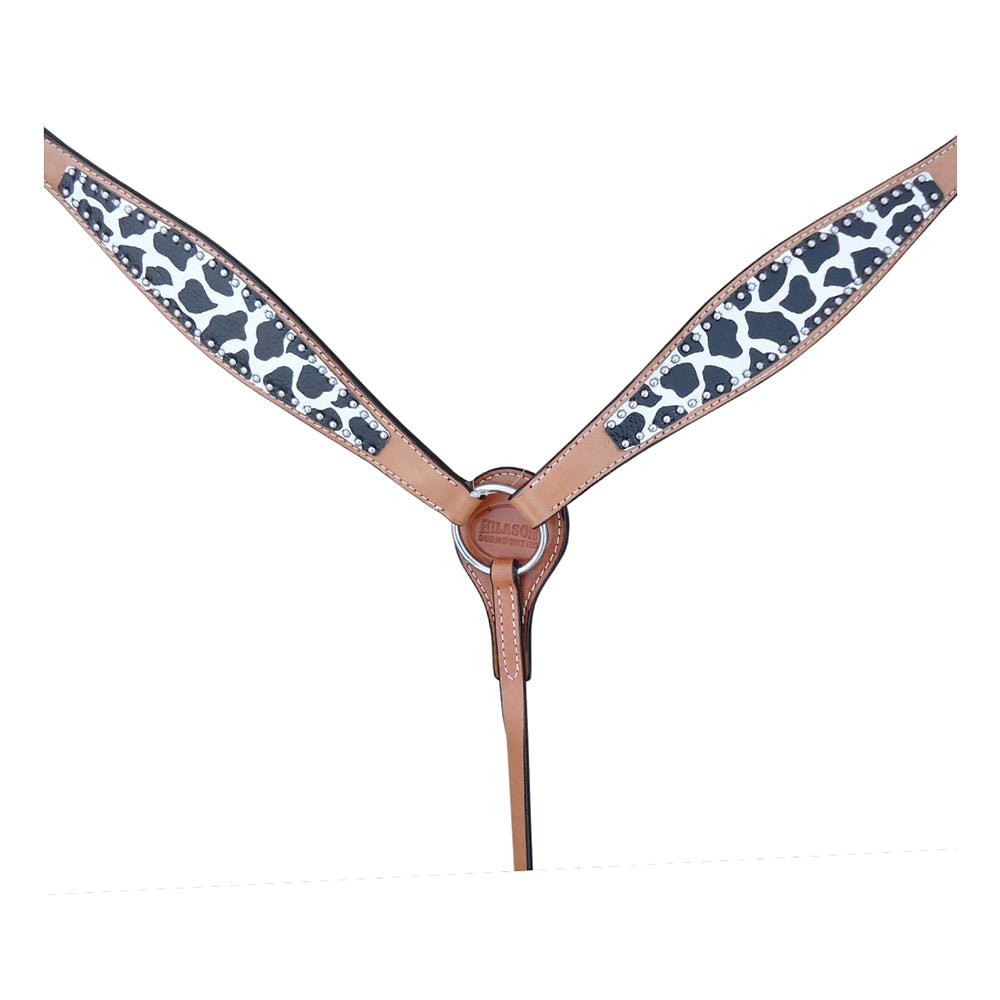 HILASON W. H. Leather Headstall & Breast Collar Set White Leopard –