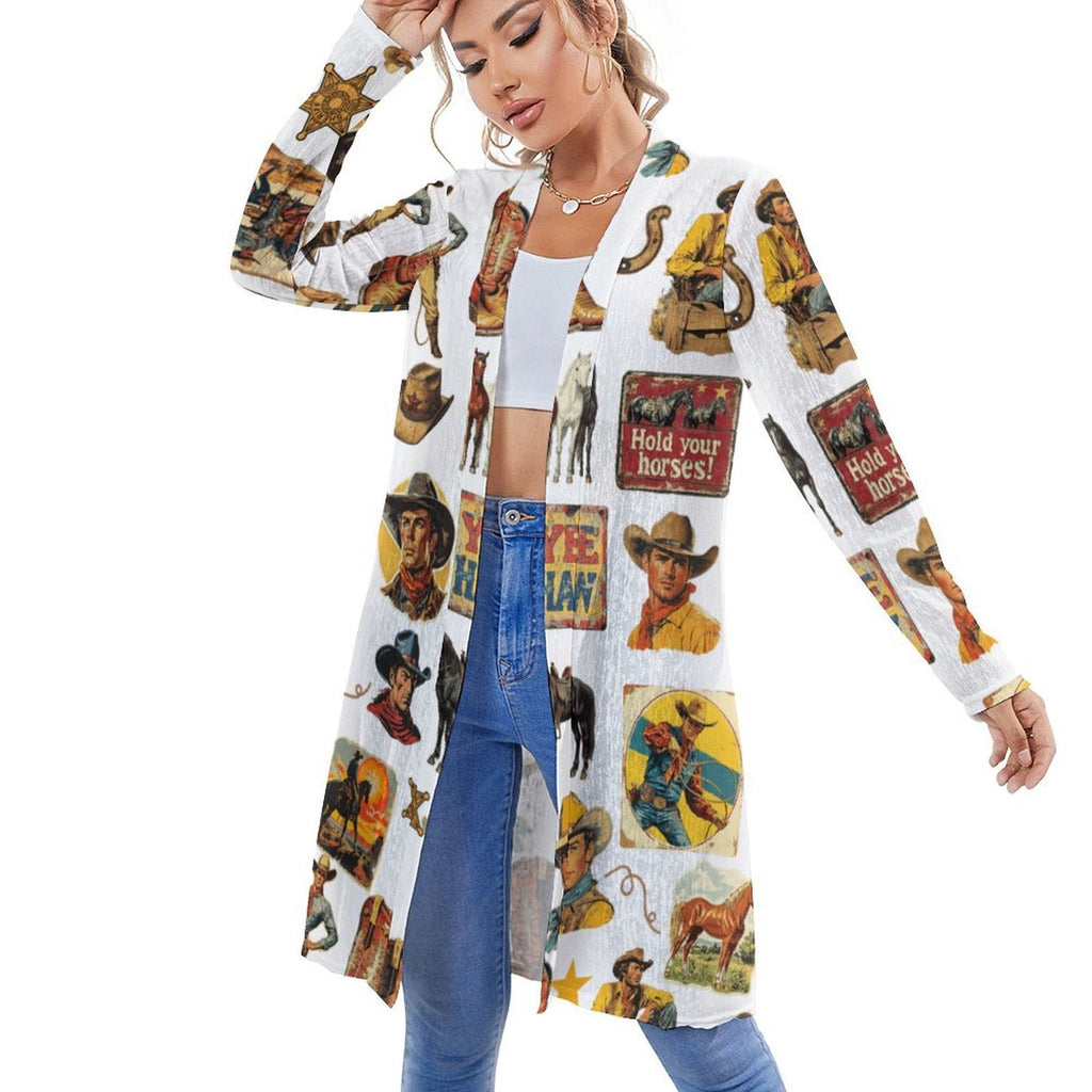 Baha Ranch Vintage Cowboy Collage Western Lightweight Cardigan by Baha Ranch Western Wear - product image 4