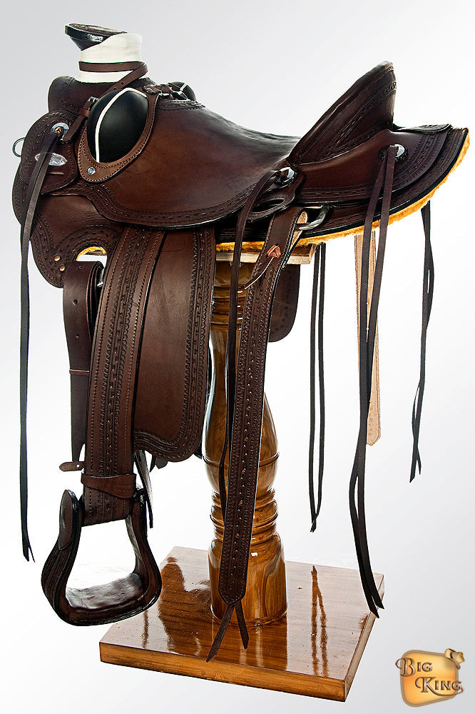 HILASON Western Horse Wade Saddle American Leather Ranch Roping Dark Brown | Hand Tooled & For Horses