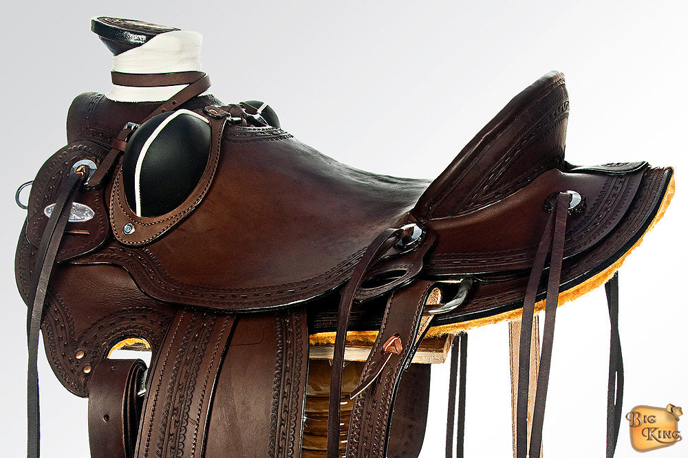 HILASON Western Horse Wade Saddle American Leather Ranch Roping Dark Brown | Hand Tooled & For Horses