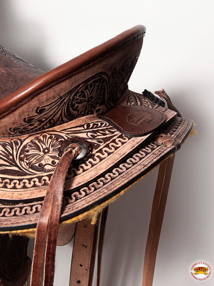 HILASON Western Horse Wade Saddle American Leather Ranch Roping Dark Brown | Hand Tooled & For Horses