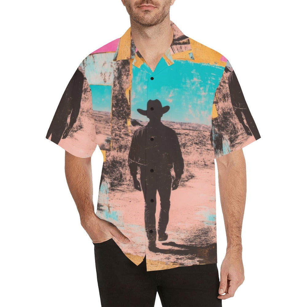 Baha Ranch Retro Pop Western Mystery Cowboy Men's Camp Shirt by Baha Ranch Western Wear