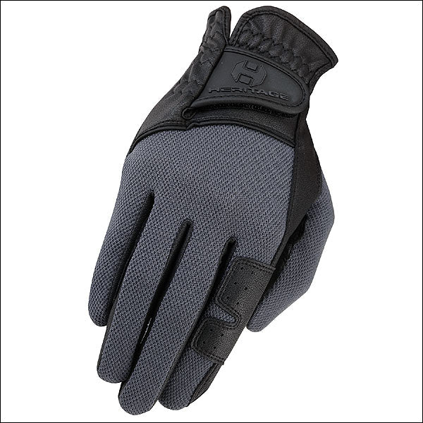 Heritage X-Country Leather Riding Gloves — Black/Grey