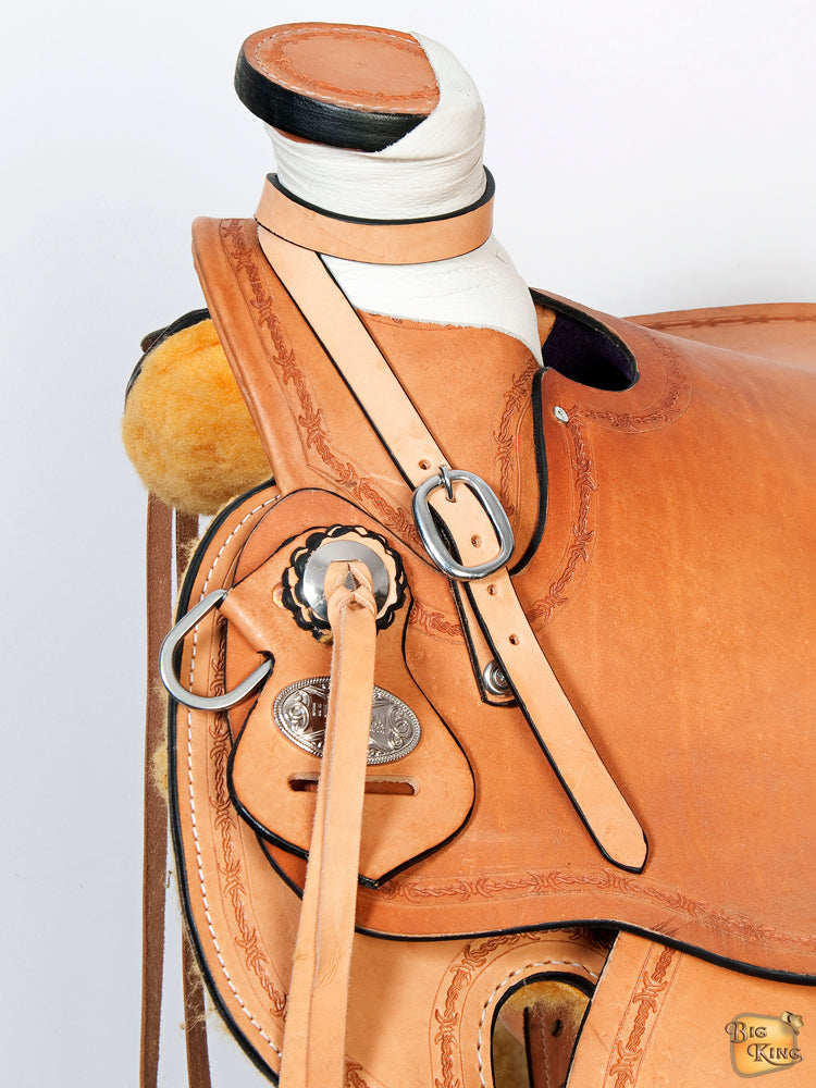 HILASON Western Horse Wade Saddle American Leather Ranch Roping Tan Kote | Hand Tooled & For Horses