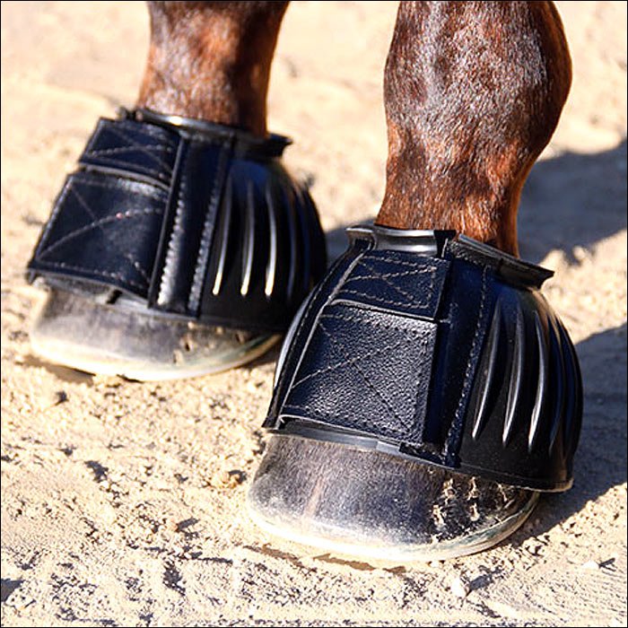 Large Professional Choice Easy On Rubber Horse Bell Boots Black