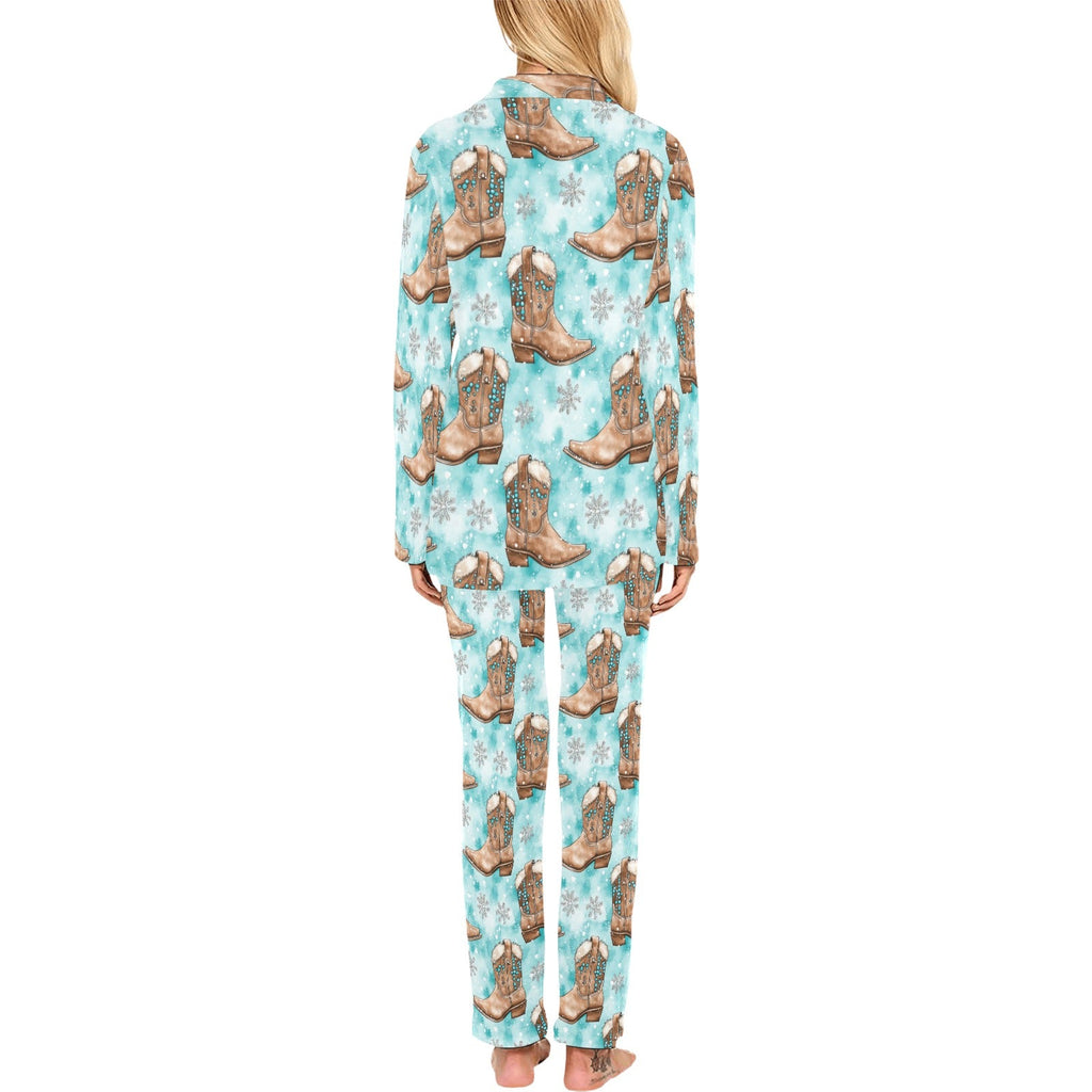 Baha Ranch Turquoise Christmas Boots Women's Western Pajamas by Baha Ranch Western Wear - product image 3
