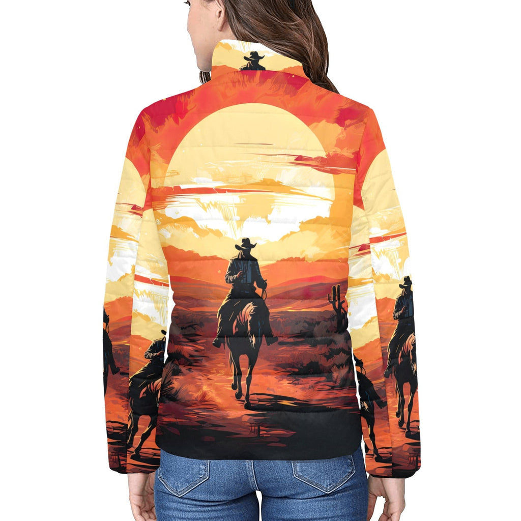 Sunset Cowboy Desert Women's Puffy Bomber Jacket by Baha Ranch Western Wear - product image 2