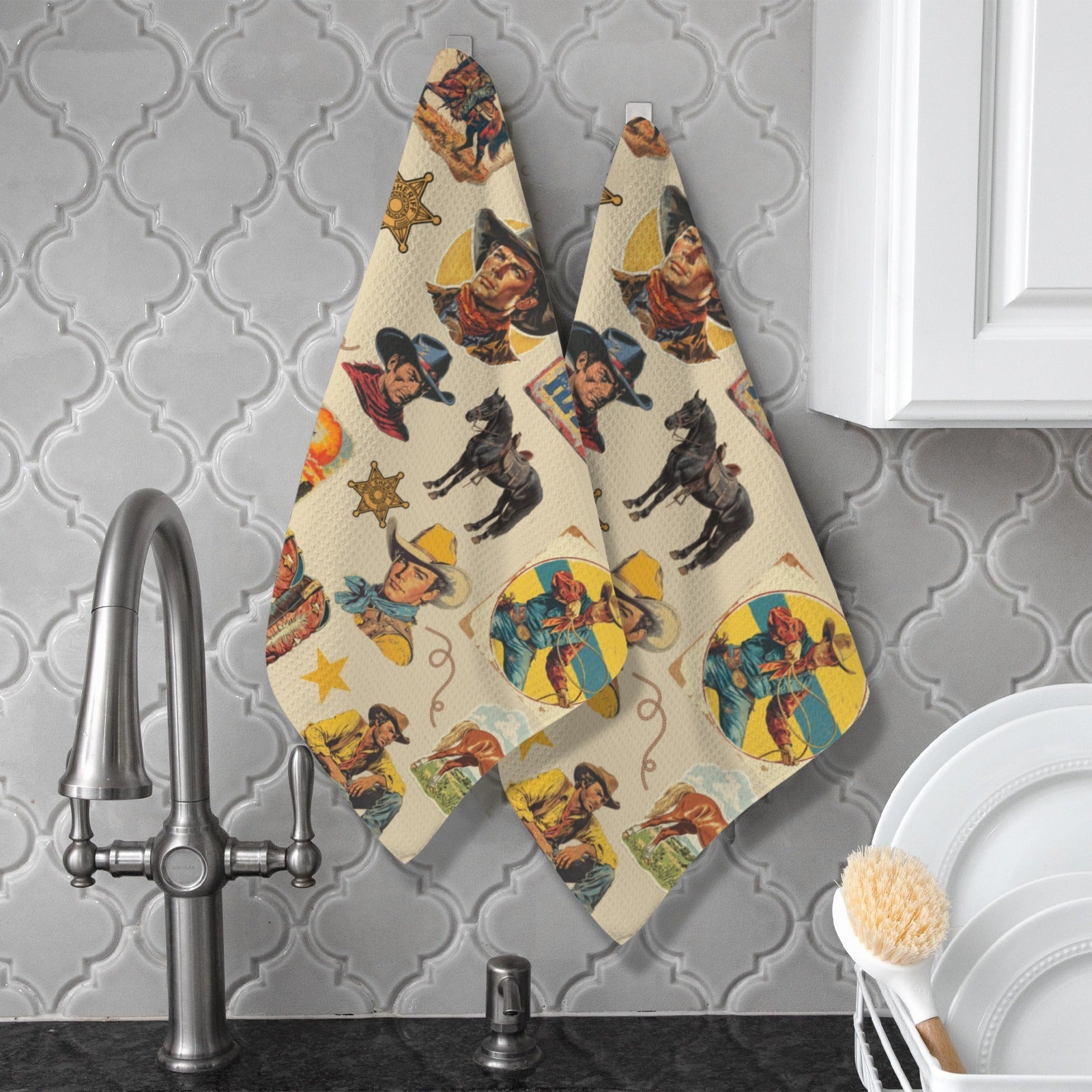 Baha Ranch Vintage Cowboy Collage Set of 2 Dish Towels Made in America by Baha Ranch Western Wear - product image 5