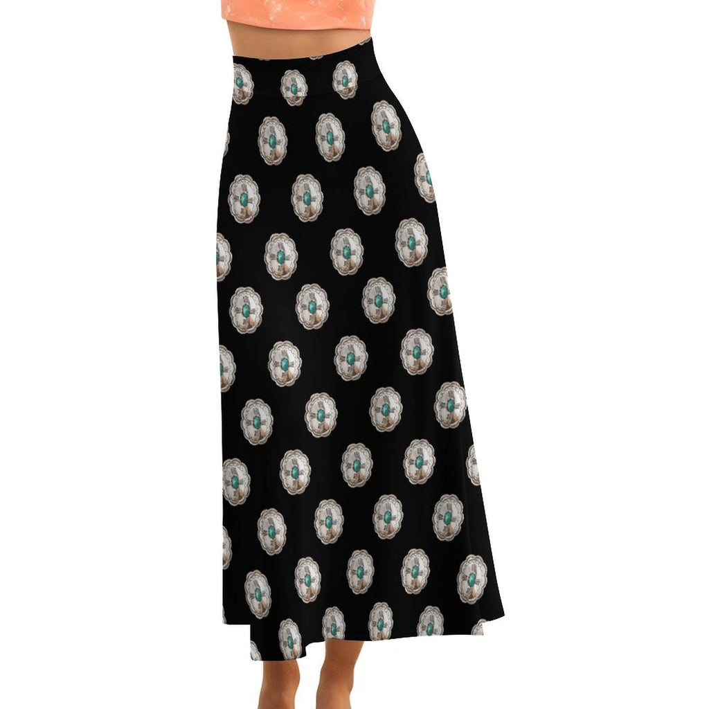 Baha Ranch Turquoise Silver Concho Maxi Skirt by Baha Ranch Western Wear - product image 3
