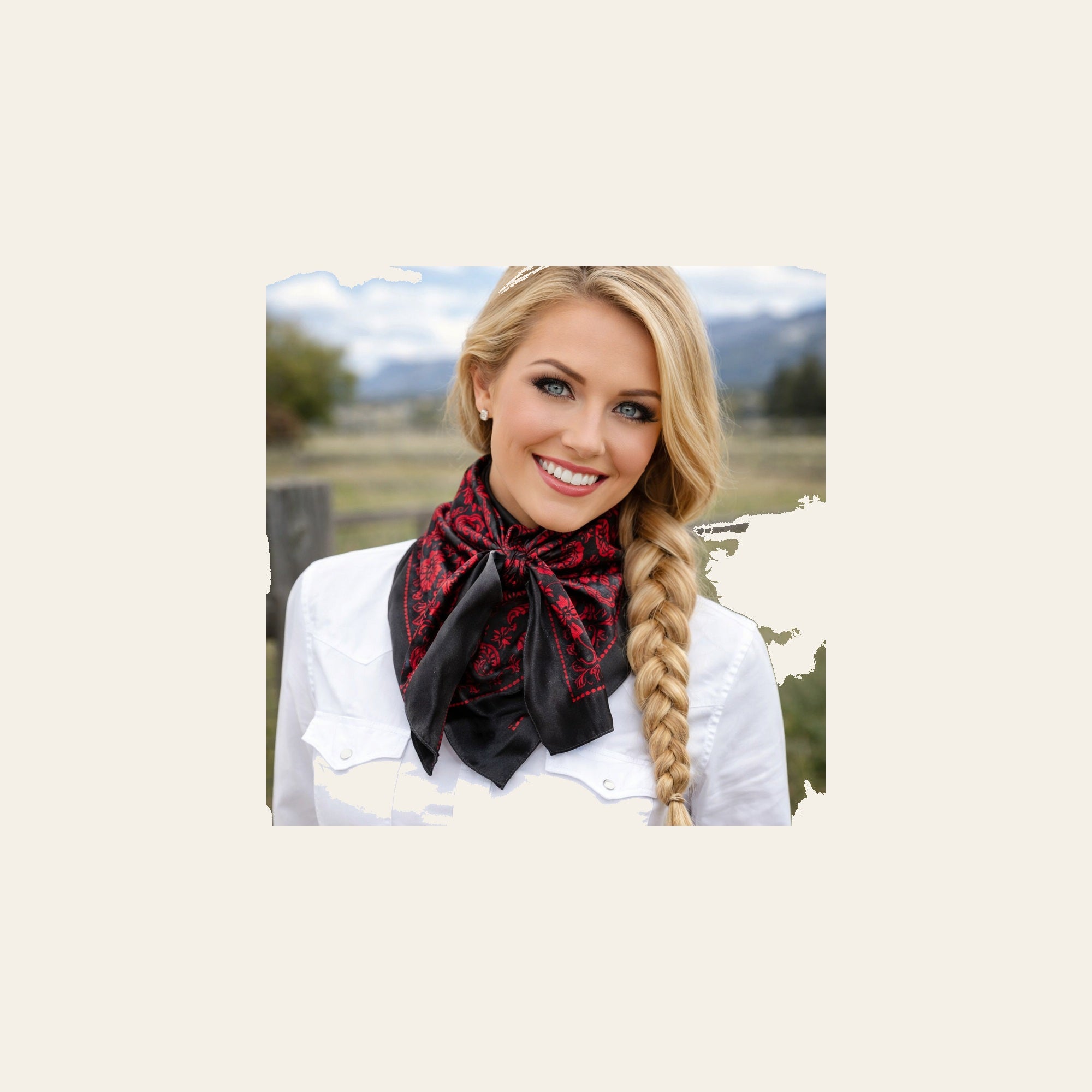 Black and Red Floral Paisley Wild Rag - Western Scarf