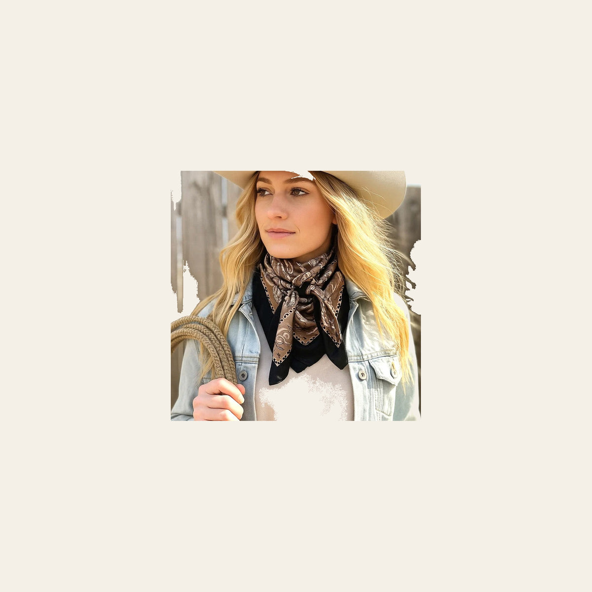 Black and Tan Floral Paisley Wild Rag - Western Scarf