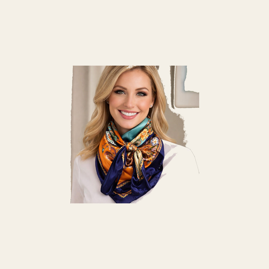 Blue and Brown Floral Wild Rag - Western Scarf