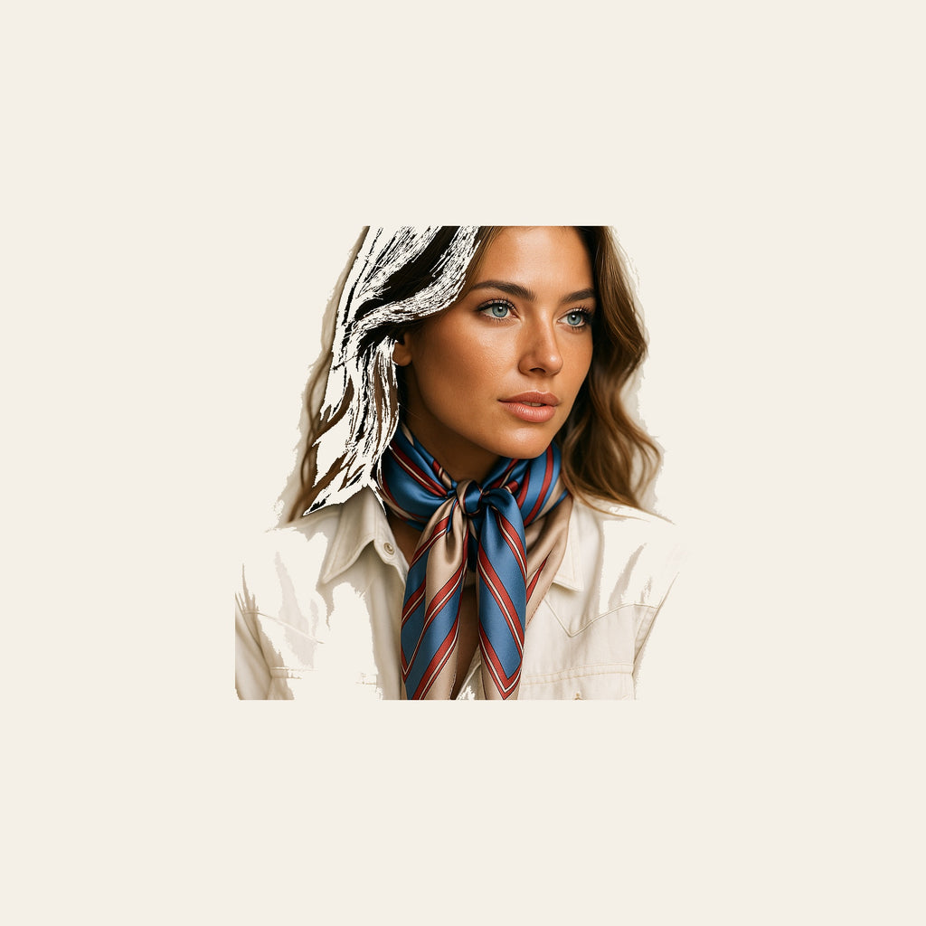 Blue and Burgundy Stripes Wild Rag - Western Scarf