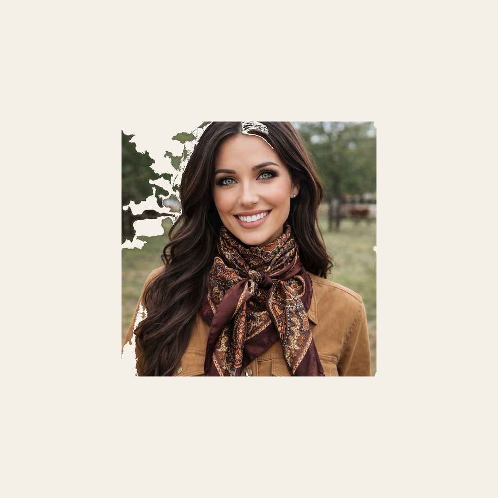 Brown and Orange Paisley Wild Rag - Western Scarf