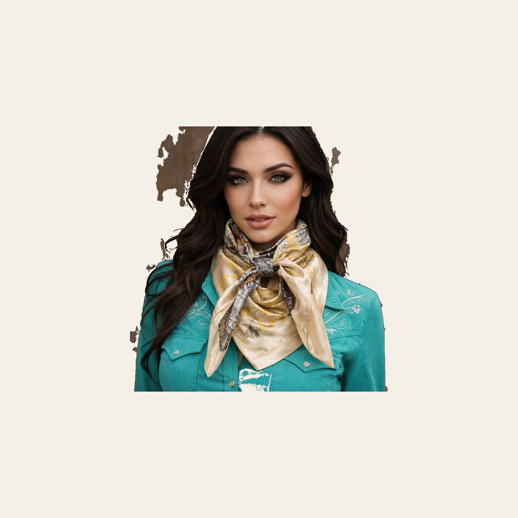 Brown and Tan Leaf Wild Rag - Western Scarf