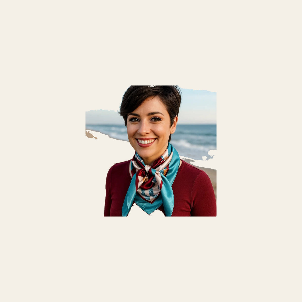 Burgundy and Cream Wild Rag - Western Scarf