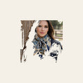 Cream and Blue Floral Wild Rag - Western Scarf