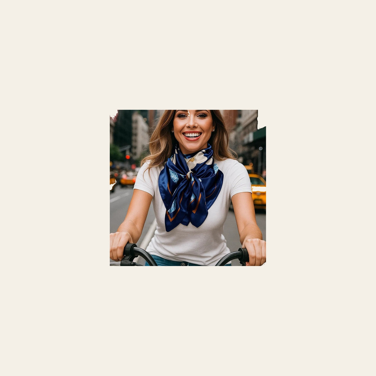 Cream and Blue Wild Rag - Western Scarf