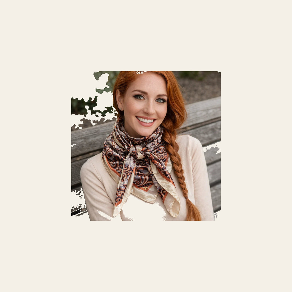 Cream and Rust Floral Wild Rag / Scarf