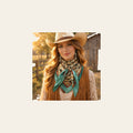 Emerald and Tan Floral Wild Rag - Western Scarf