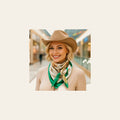 Green and White Floral Wild Rag - Western Scarf