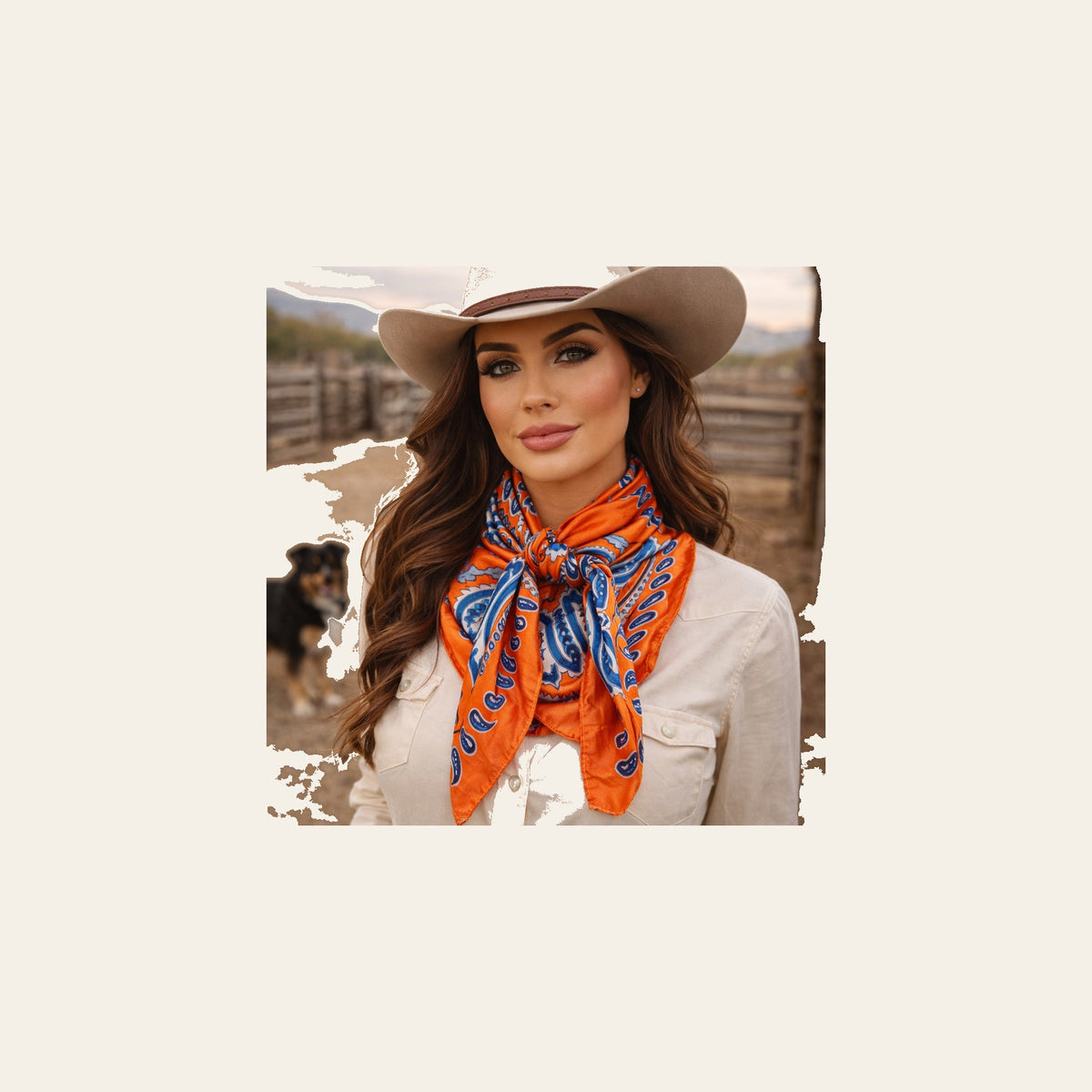 Orange and Blue Paisley Wild Rag - Western Scarf