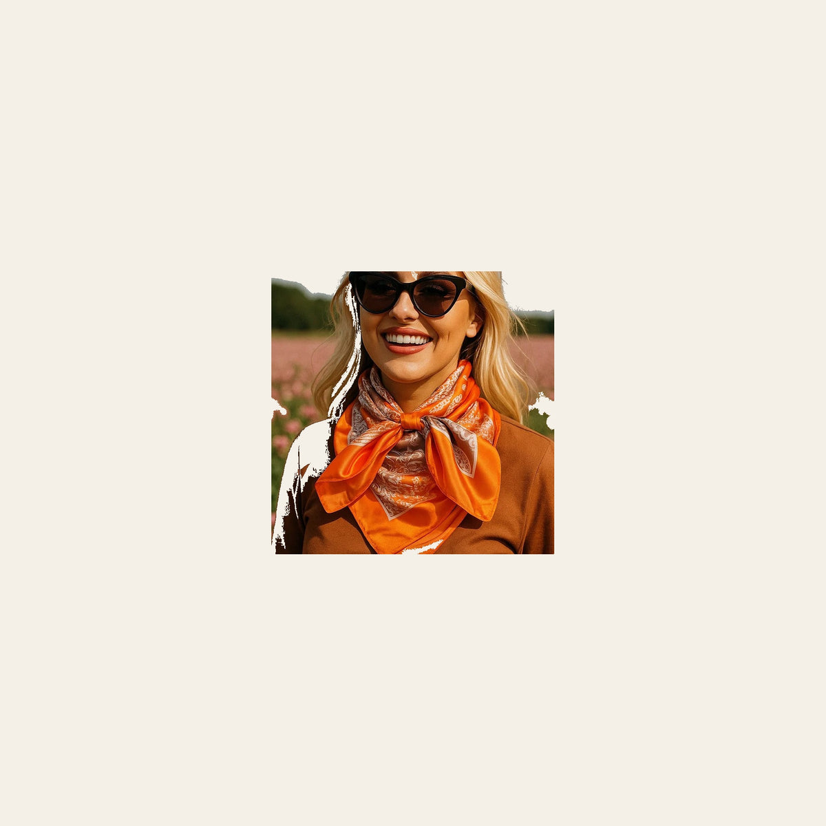 Orange and Brown Paisley Wild Rag - Western Scarf