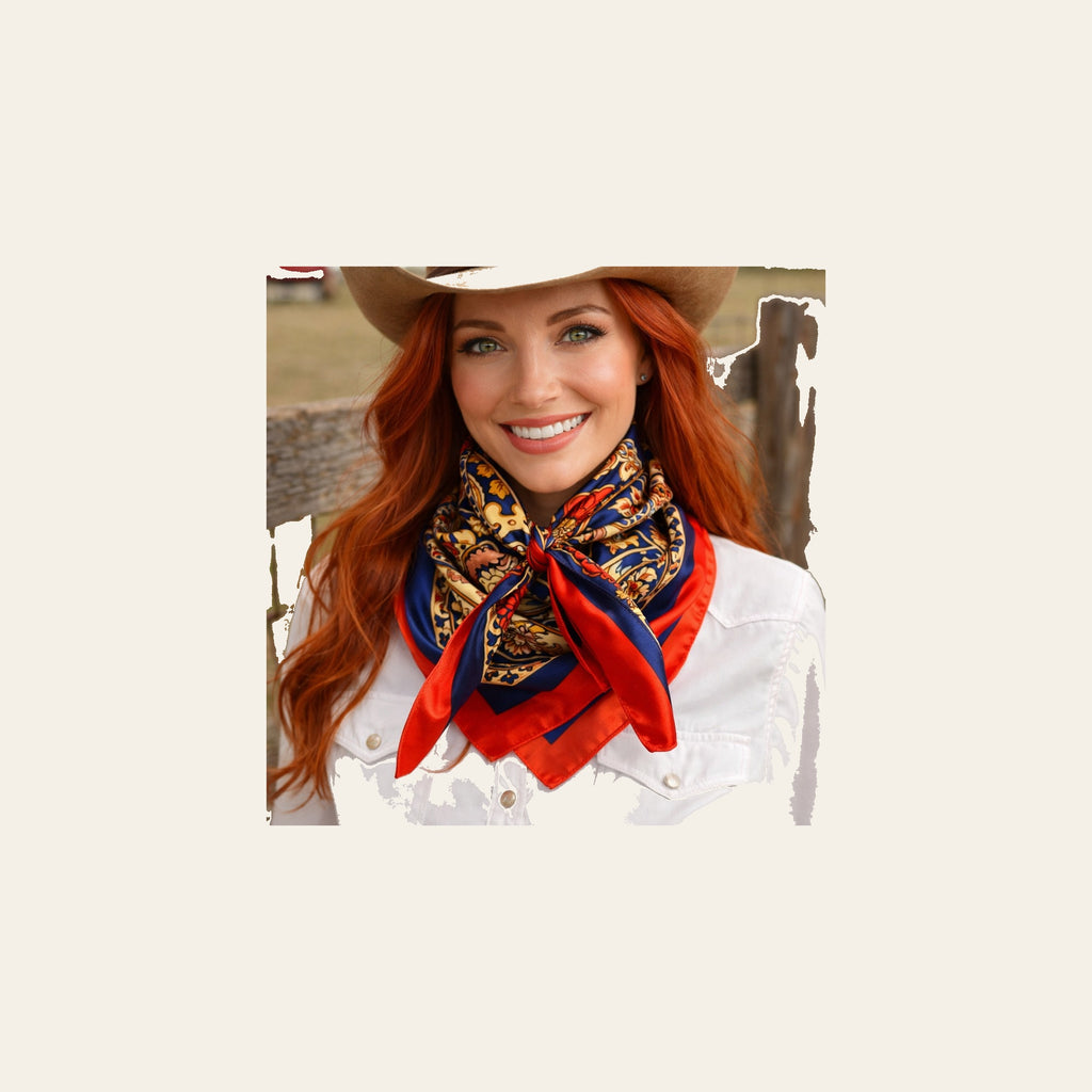 Orange & Blue Paisley Wild Rag - Western Scarf