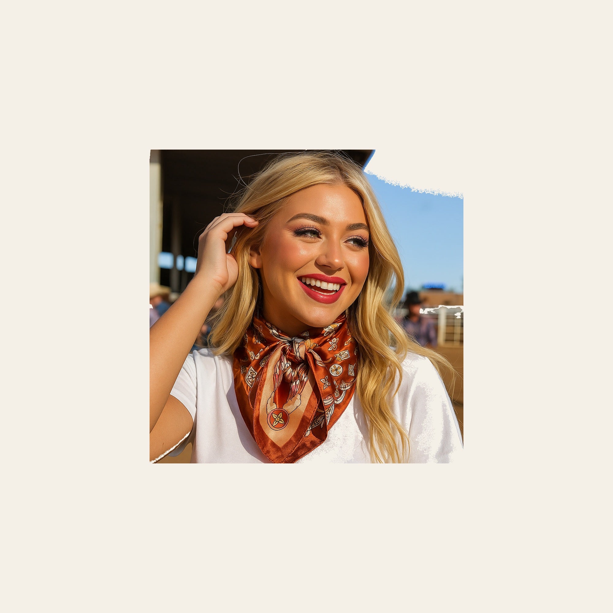 Orange  Multi-Floral Wild Rag - Western Scarf