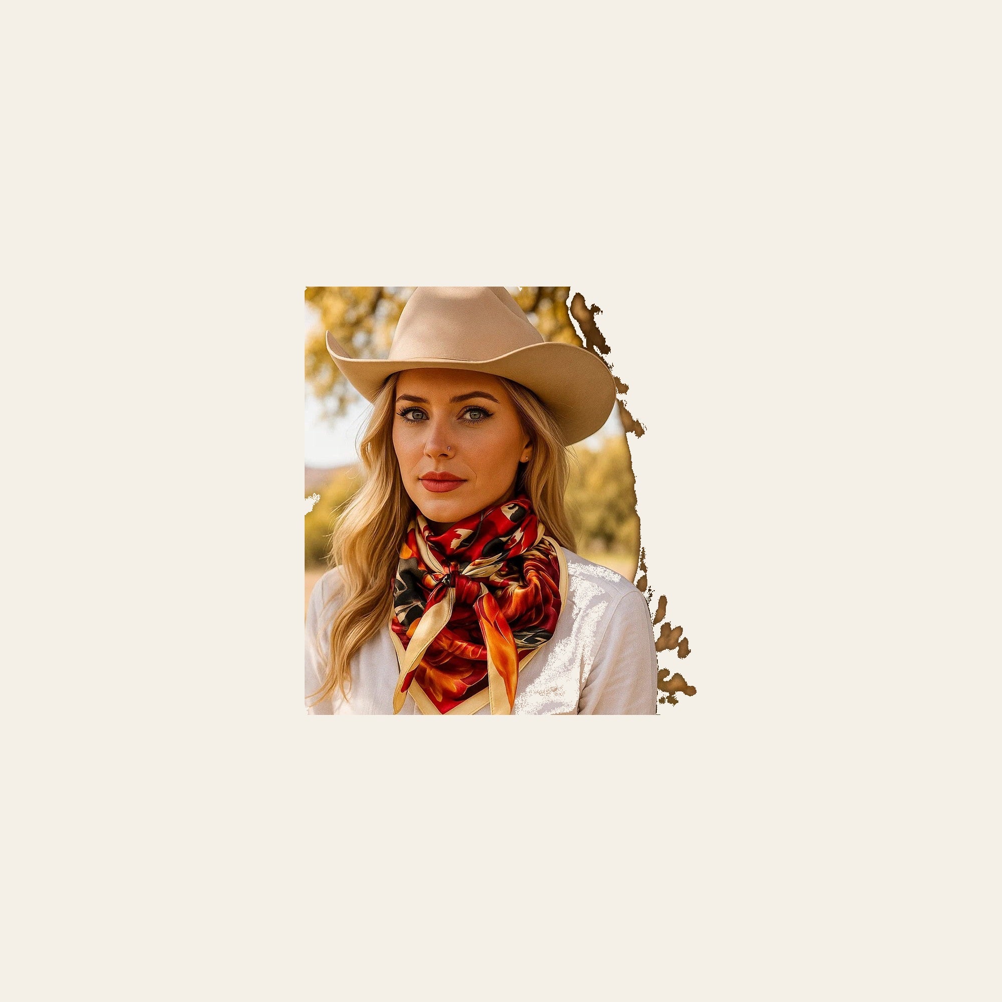 Red Floral Wild Rag - Western Scarf