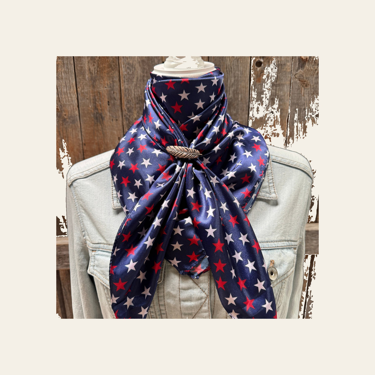 35X35" Red, White & Blue USA Star Wild Rag | Scarf - W169 Slide WRC3463C