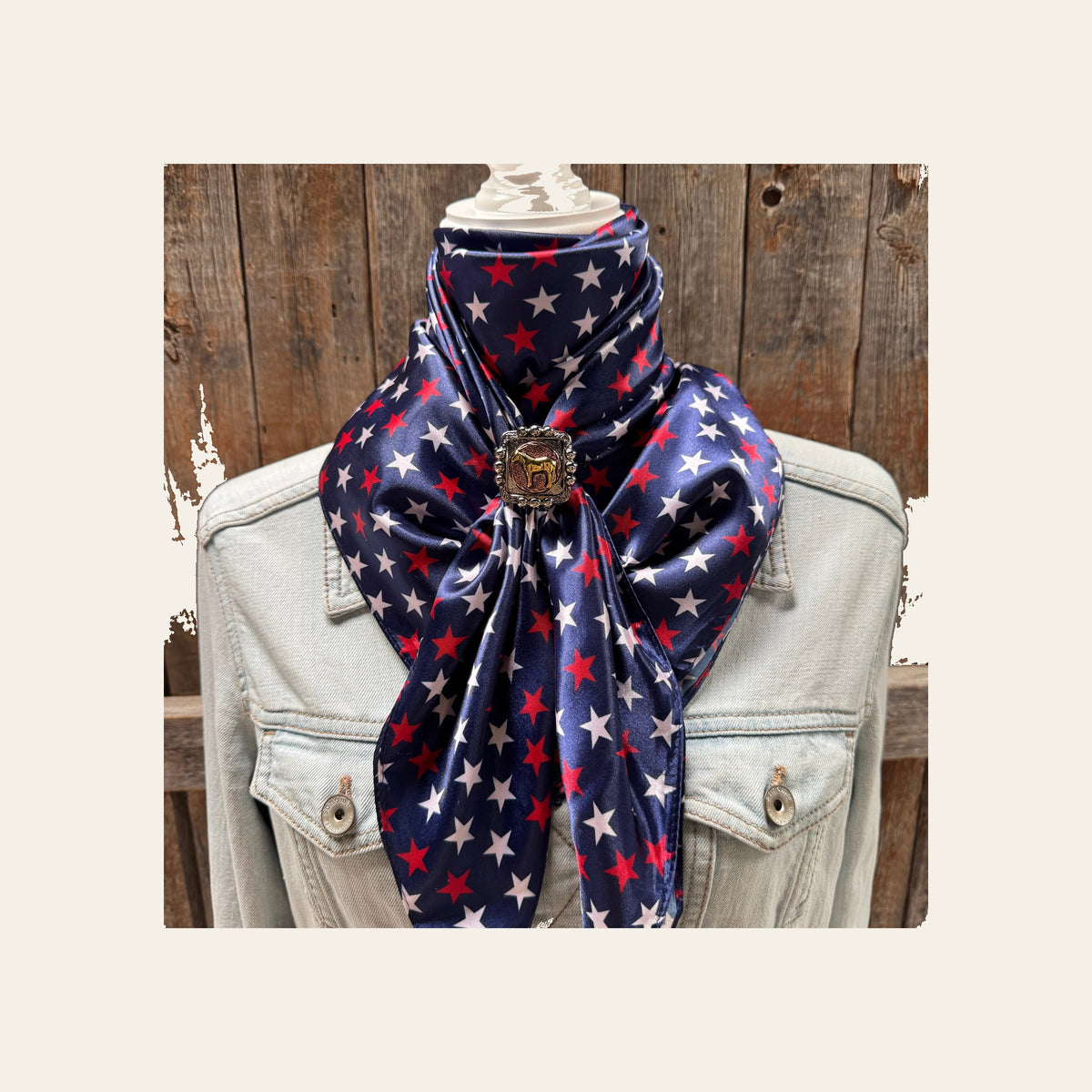 35X35" Red, White & Blue USA Star Wild Rag | Scarf - W186 Slide #WRC3463D