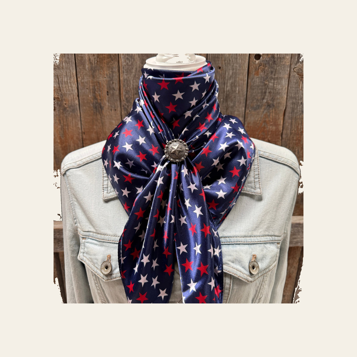 35X35" Red, White & Blue USA Star Wild Rag | Scarf - W174 Slide #WRC3463E