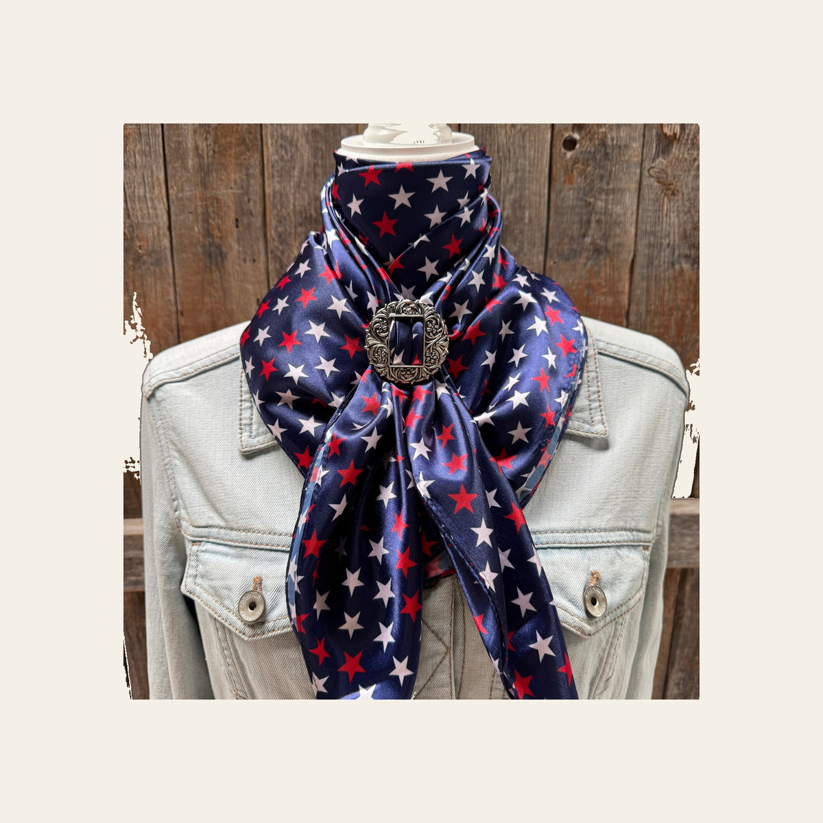35X35" Red, White & Blue USA Star Wild Rag | Scarf - W238B WRC3463B