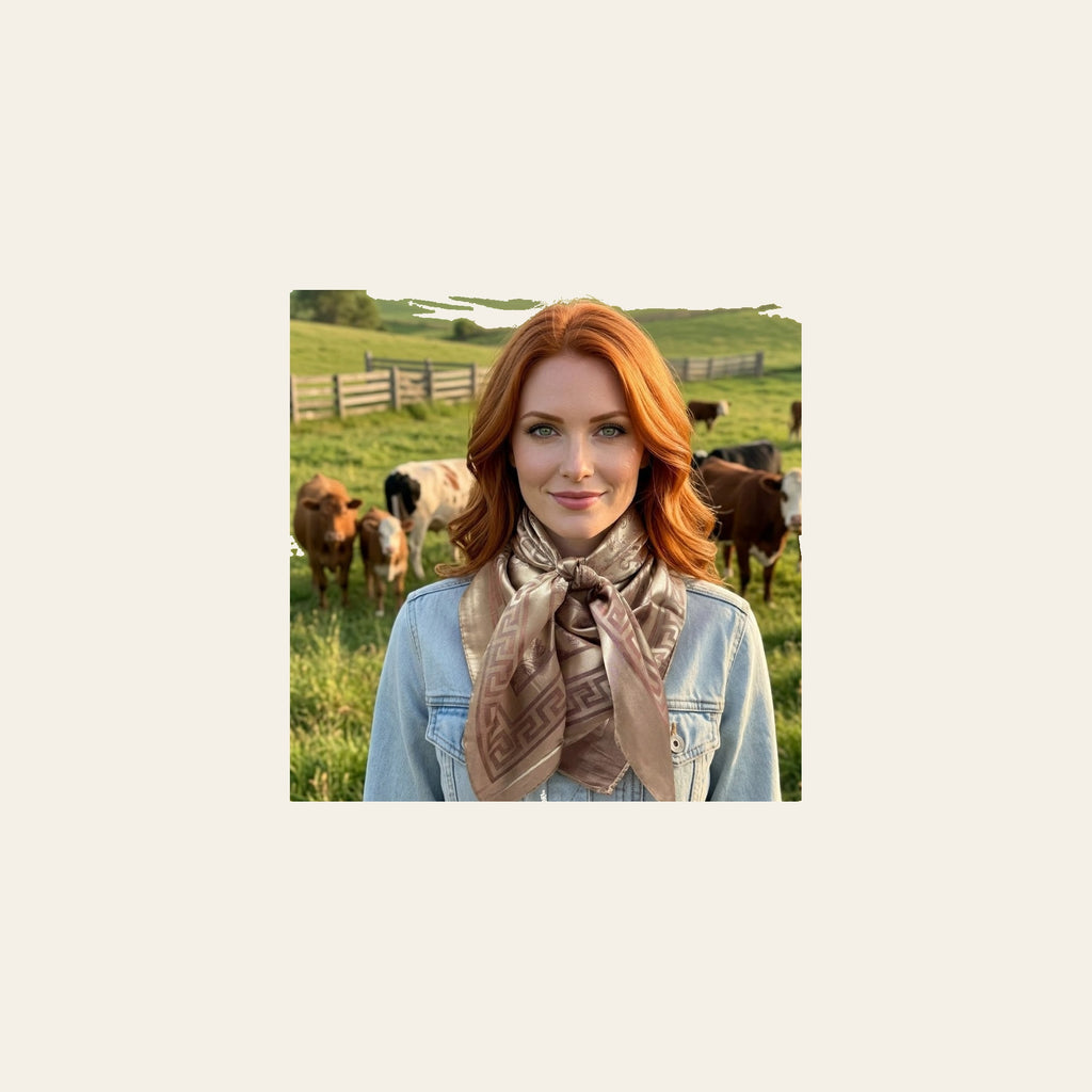 35X35" Tan Jacquard Wild Rag / Scarf WR4006