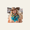 Teal and Orange Floral Paisley Wild Rag - Western Scarf