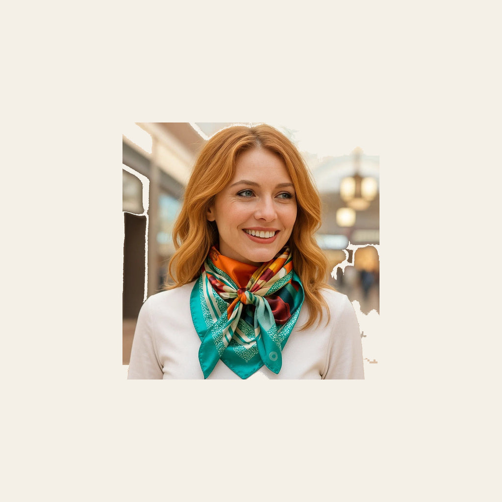 Teal and Orange Floral Wild Rag - Western Scarf